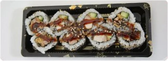 Gefrituurde kip, sesammix, komkommer, teriyakisaus